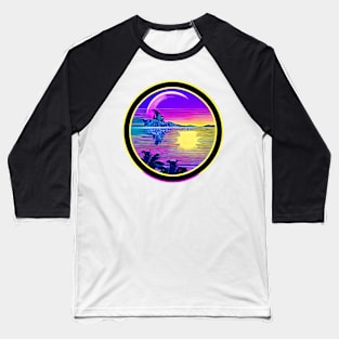 Sun under water and moon astral retro colorfull sticker Baseball T-Shirt